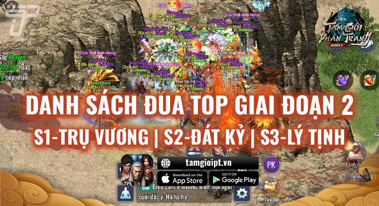 Danh sách đua top Giai Đoạn 2 | Tam Giới Phân Tranh Mobile